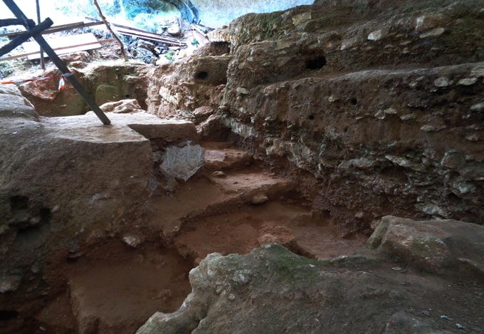 Excavations at a Neandertal site in France called Abri du Maras (shown) uncovered a stone tool containing remnants of the oldest known string.